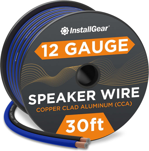 12 Gauge Speaker Wire AWG (30Ft - Blue/Black) - Speaker Cable for Car Speakers Stereos, Home Theater Speakers, Surround Sound, Radio, Automotive - Car Speaker Wire - 12 AWG Speaker Wire