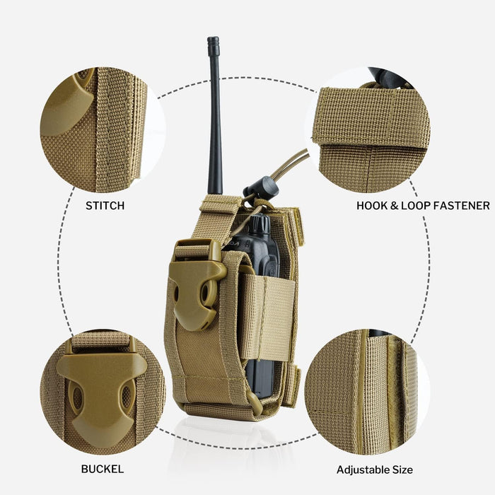 Radio Holster, MOLLE Radio Pouch for Vest, Universal Walkie Talkie Holster Radio Holder for Duty Belt, Police Radio Holder Tactical Radio Pouch for Baofeng, Motorola